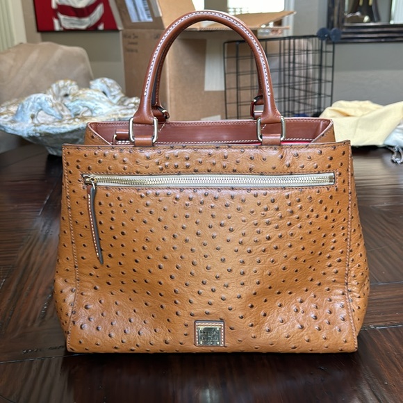 Dooney & Bourke Zippered Ostrich Satchel Tan - Picture 3 of 7